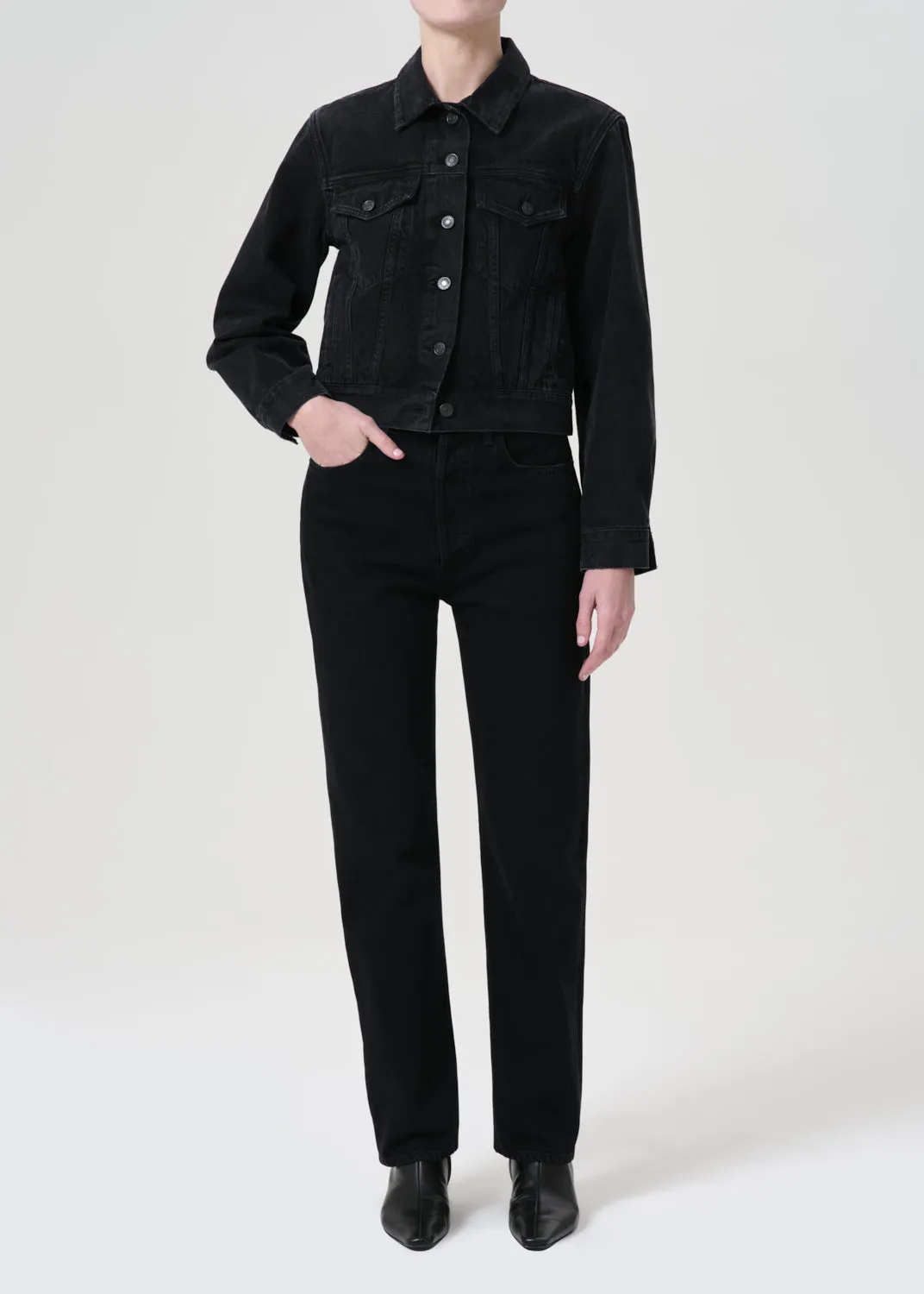 90's Pinch Waist High Rise Straight (Weightless) in Crushed sold by Agolde