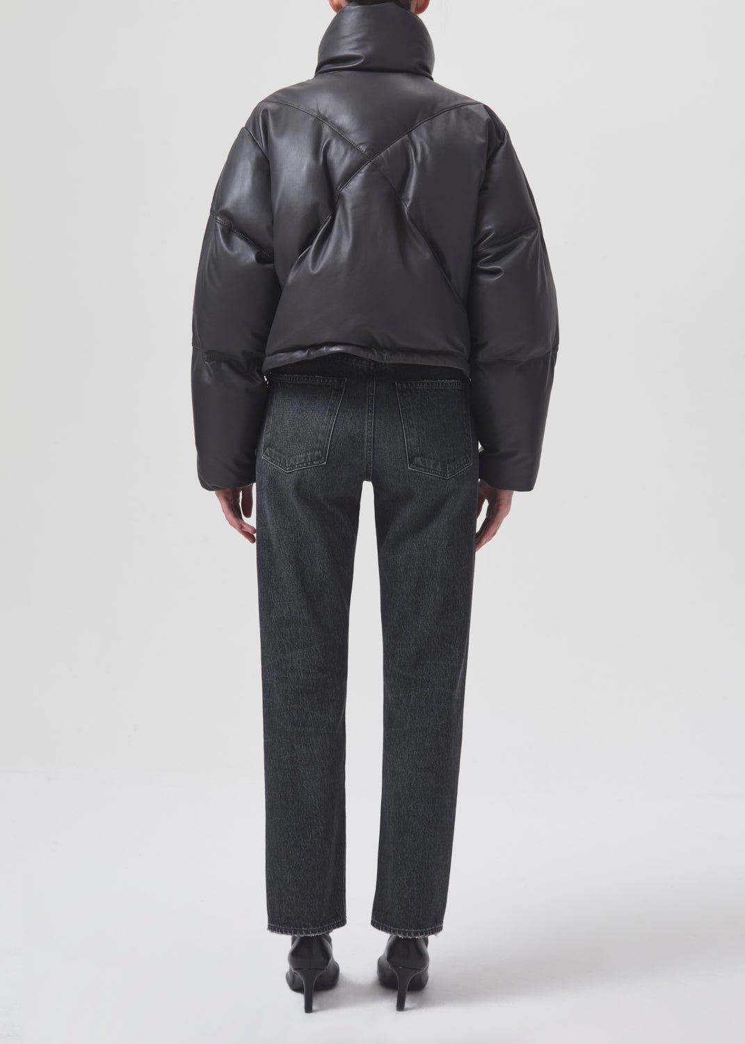 Shoreditch Ski Club x AGOLDE Edie Leather Puffer in Graphite sold by Agolde product image thumbnail 2