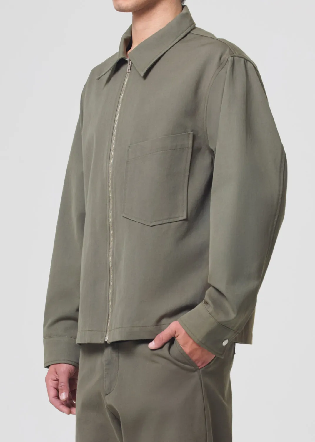 Atlas Zip Shirt in Moss sold by Agolde product image thumbnail 2