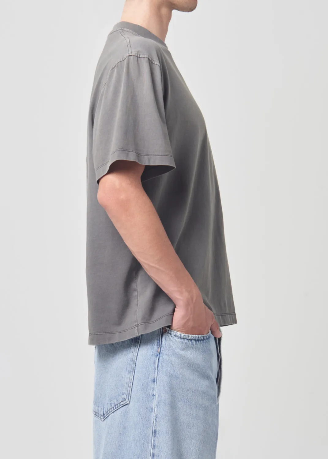 Asha Mock Neck Tee in Flint sold by Agolde product image thumbnail 3