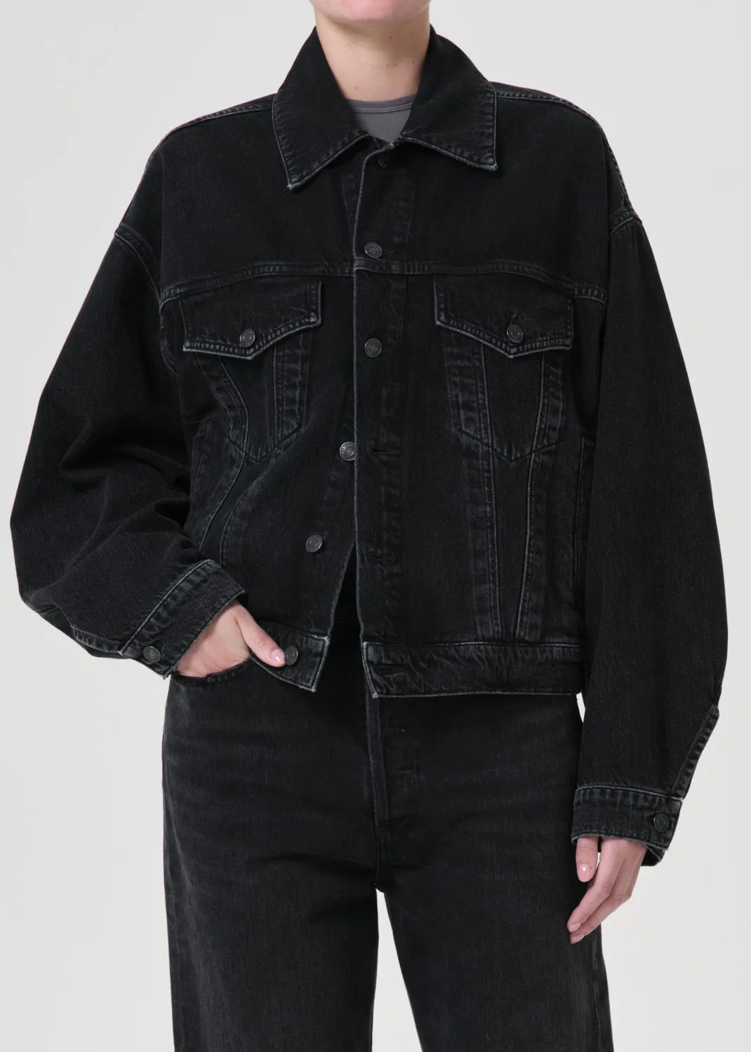 Dalton Balloon Jacket in Spider sold by Agolde product image thumbnail 2