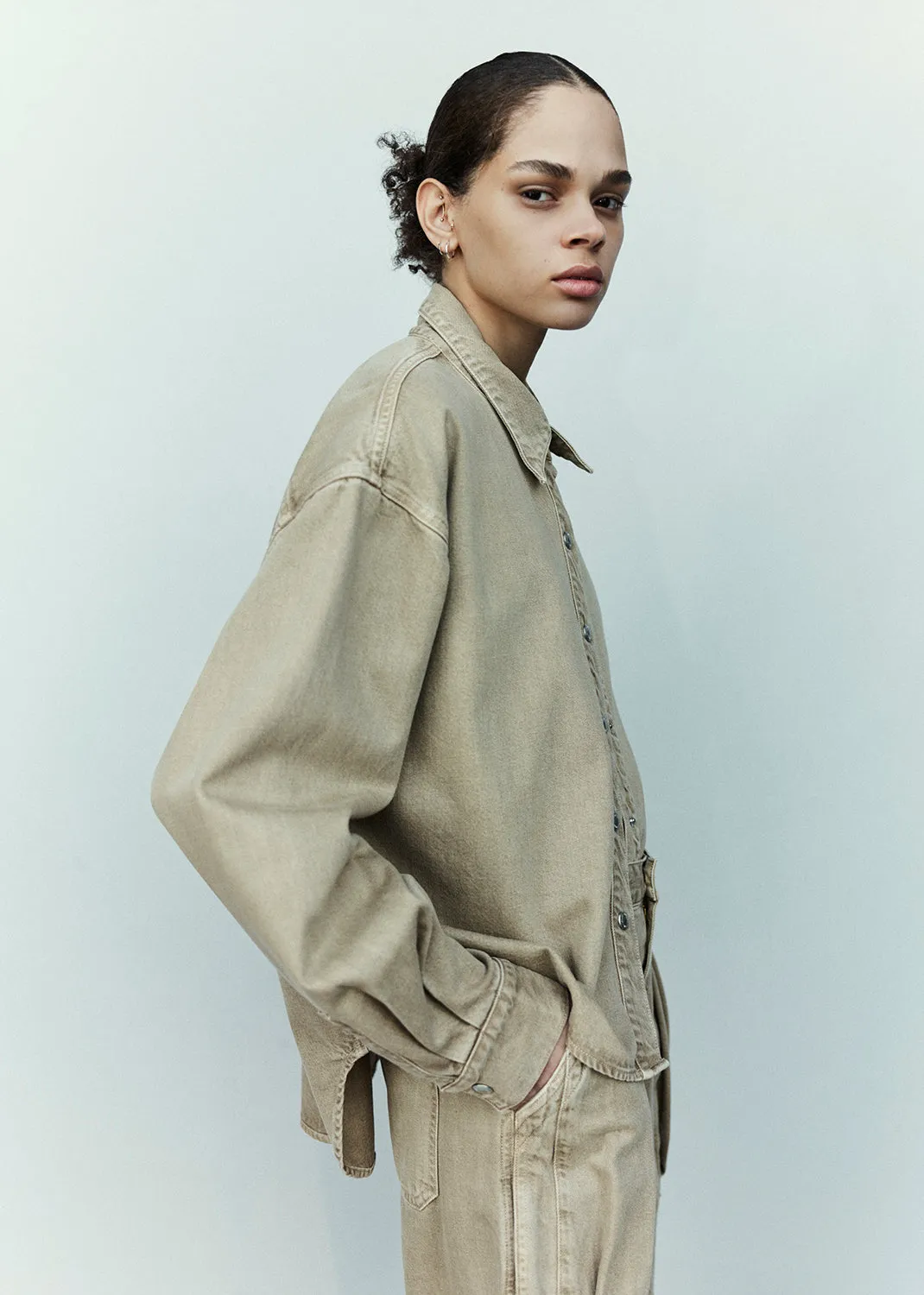 Aiden High Low Shirt in Root Beer sold by Agolde product image thumbnail 2