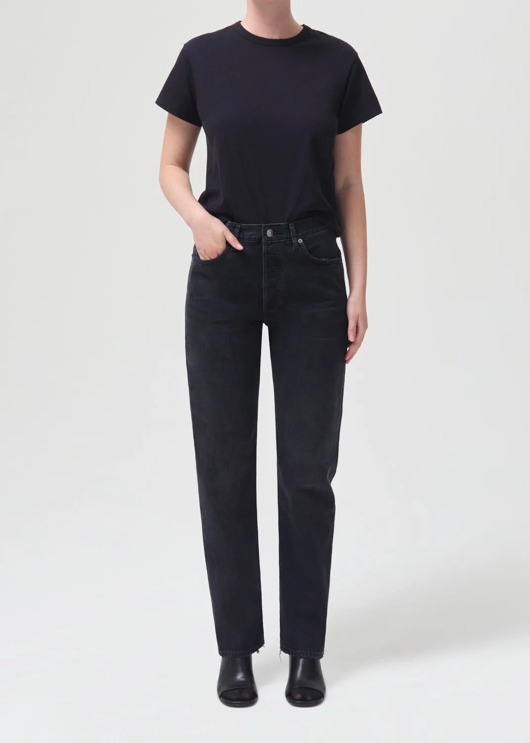 Lana Mid Rise Straight in Conduct sold by Agolde