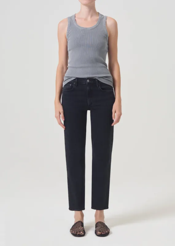 Kye Mid Rise Straight Crop (STRETCH) in Pepper sold by Agolde