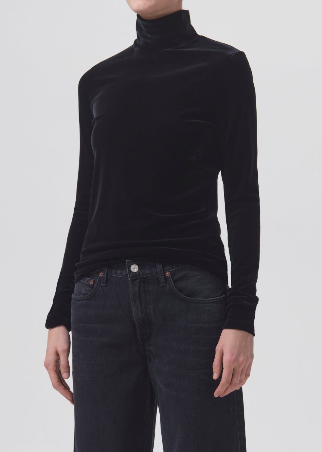 Pascale Velvet Turtleneck in Black sold by Agolde product image thumbnail 4