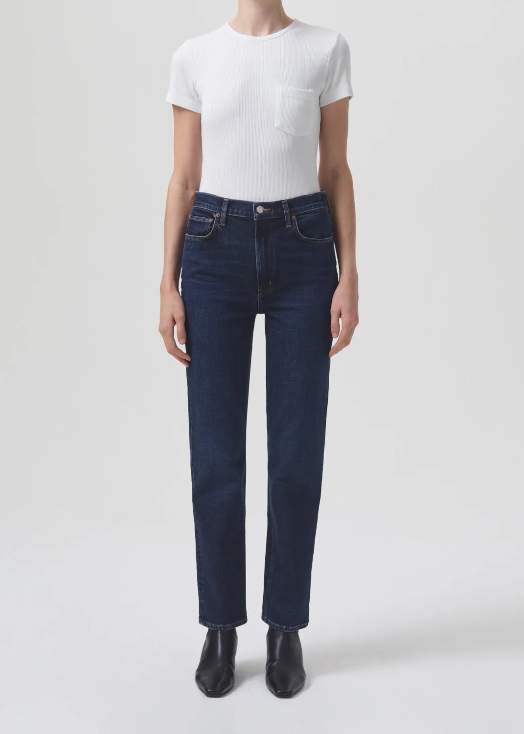 High Rise Stovepipe (Stretch) in Song sold by Agolde