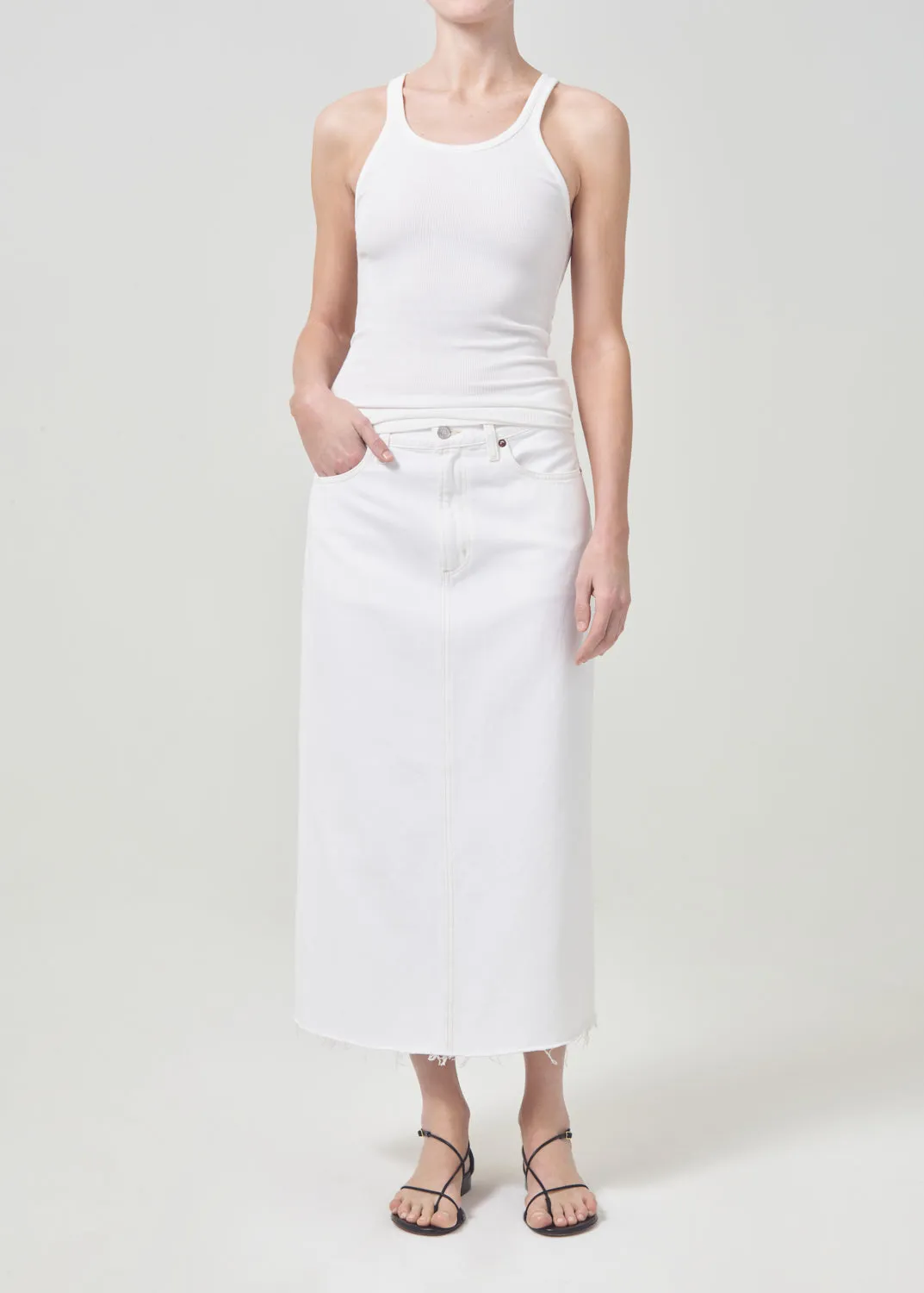 Della Skirt in Milkshake sold by Agolde