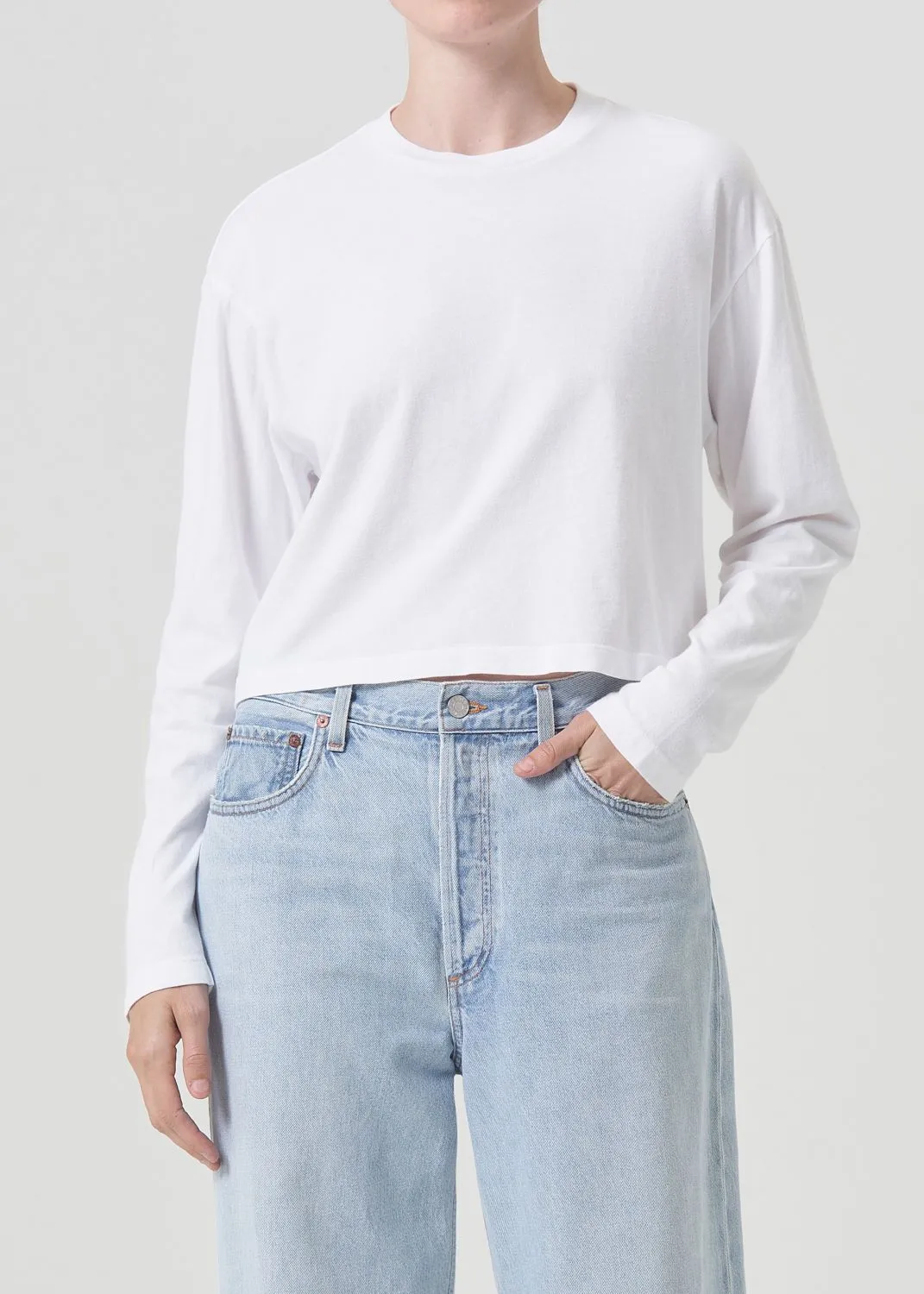 Mason Crop Tee in White sold by Agolde