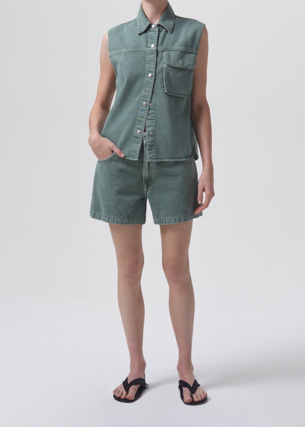 Magda Short in Salamander sold by Agolde