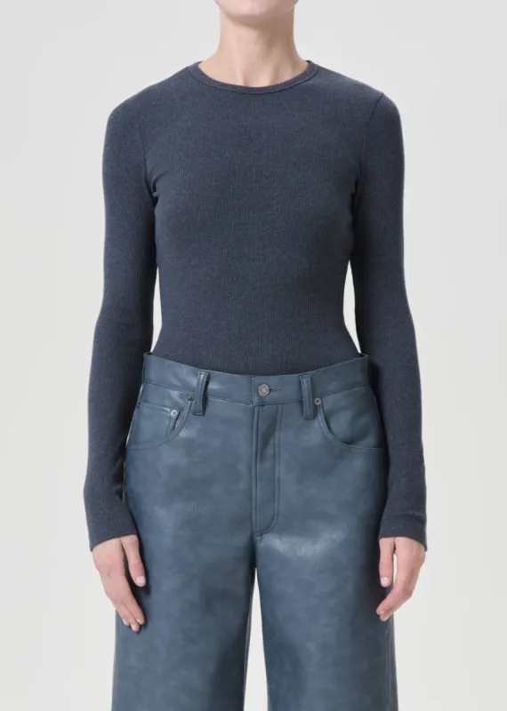 Delphi Slim Tee in Blue Jay sold by Agolde