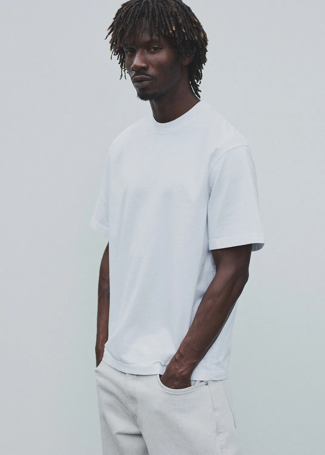 Asha Mock Neck Tee in White sold by Agolde