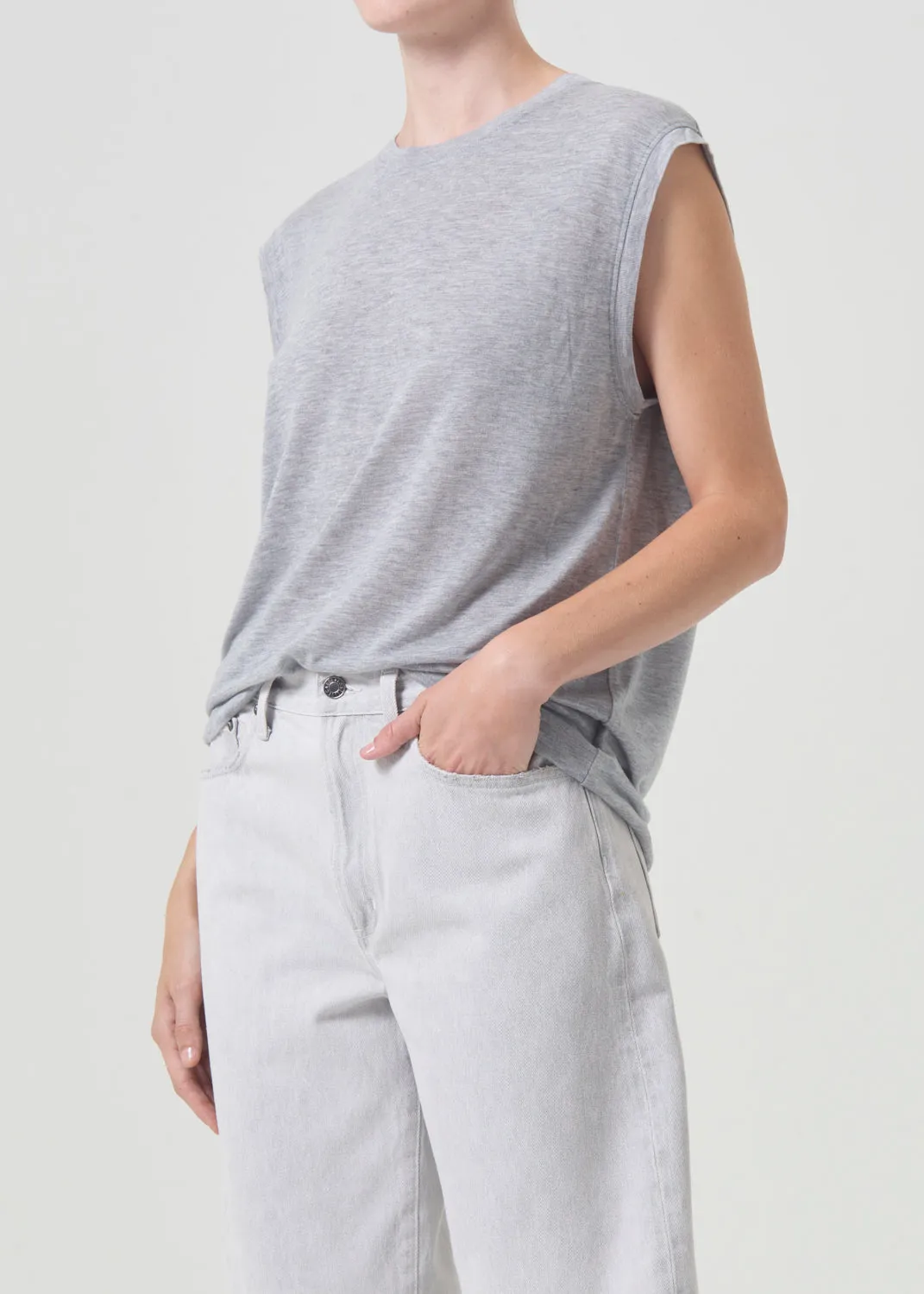 Raya Muscle Tee in Grey Heather sold by Agolde product image thumbnail 5
