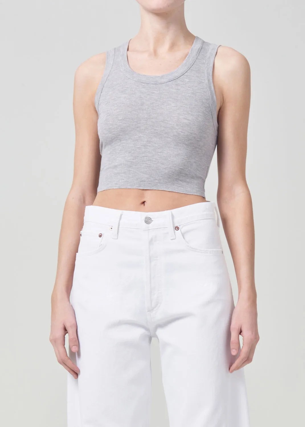 Cropped Poppy Tank in Grey Heather sold by Agolde