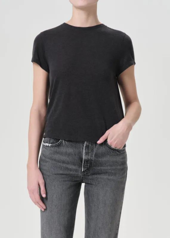 Adine Shrunken Tee in Charcoal Heather sold by Agolde