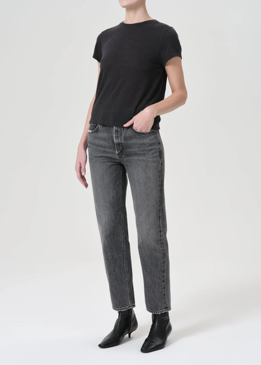 Adine Shrunken Tee in Charcoal Heather sold by Agolde product image thumbnail 5