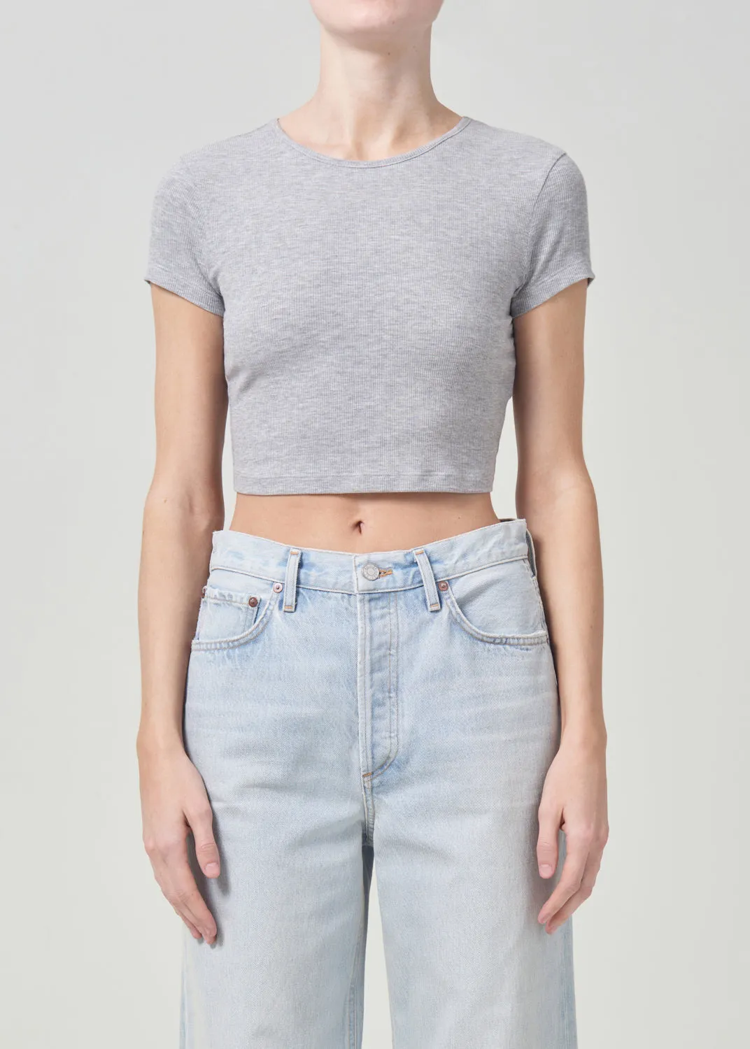 Savannah Tee in Grey Heather sold by Agolde