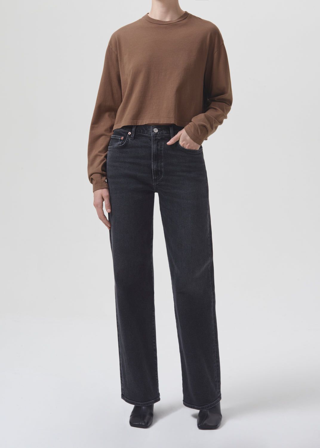 Mason Crop Tee in Mouse sold by Agolde