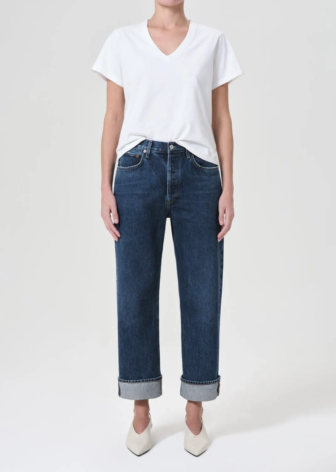 Fran Low Slung Straight in Enamour sold by Agolde