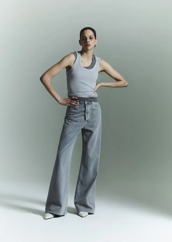 Dame High Rise Wide Leg No Cuff in Owl sold by Agolde