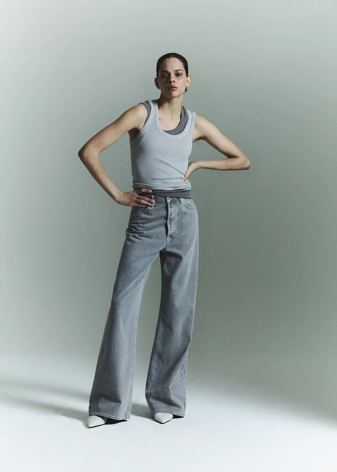 Dame High Rise Wide Leg No Cuff in Owl sold by Agolde