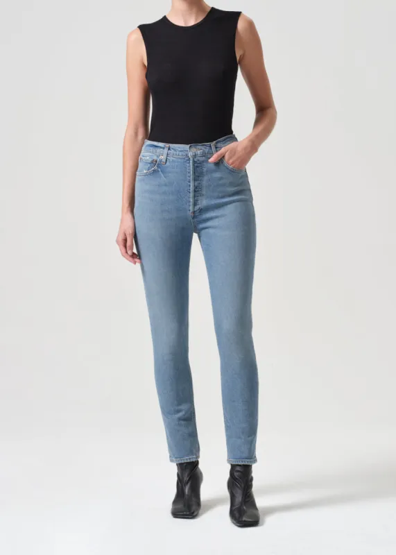 Nico High Rise Slim Fit (Stretch) in Helm sold by Agolde