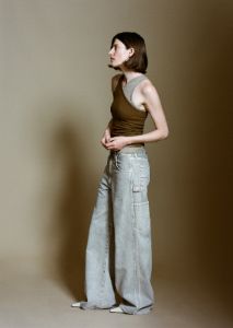 Magda Denim Carpenter in Drab sold by Agolde