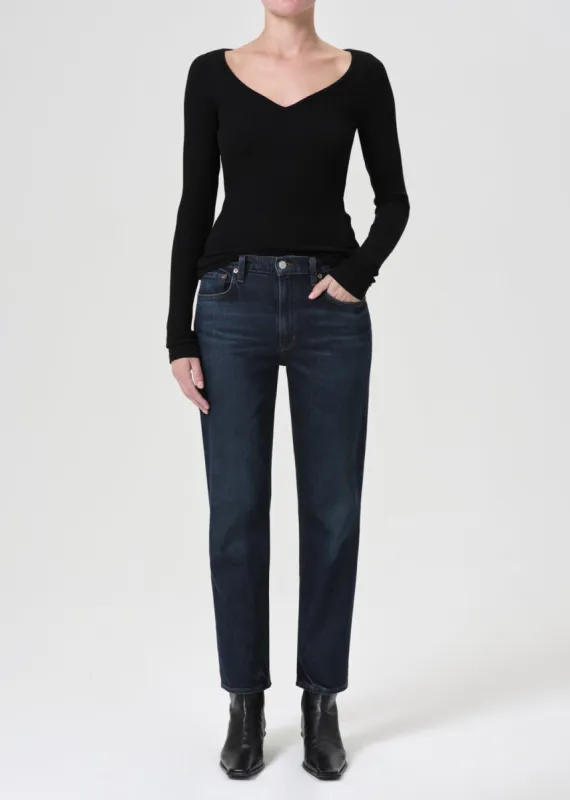 Kye Mid Rise Straight Crop (STRETCH) in Anthem made by Agolde