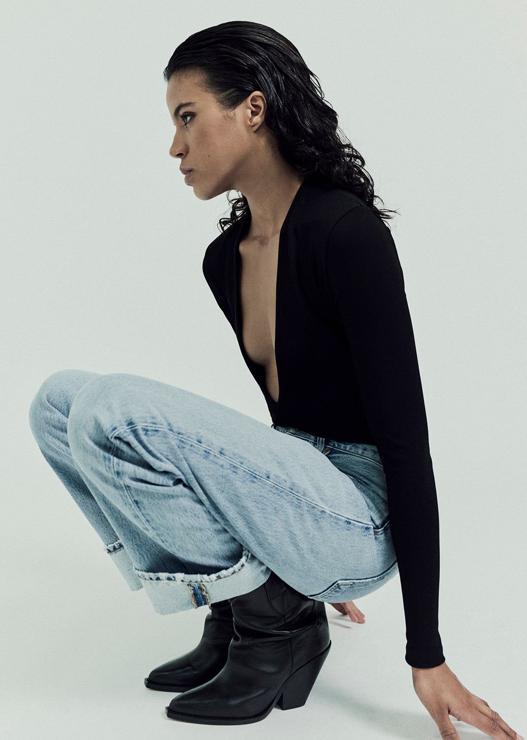 Zena Bodysuit in Black sold by Agolde product image thumbnail 2