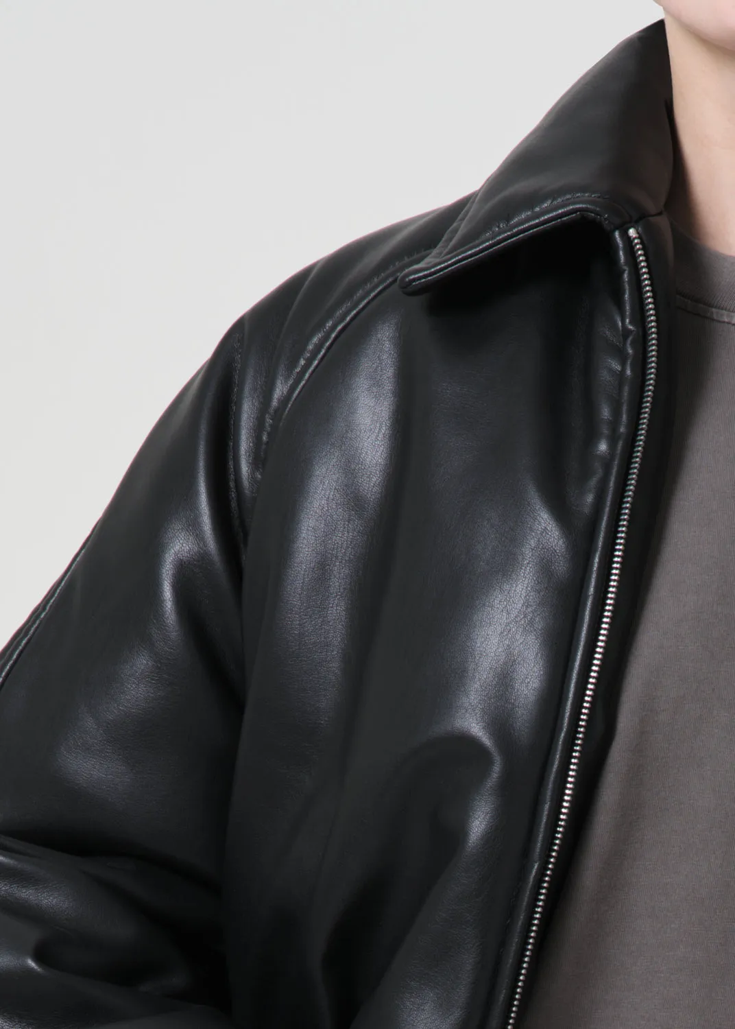 Shoreditch Ski Club x AGOLDE Tate Padded Vegan Leather Bomber in Black sold by Agolde product image thumbnail 4