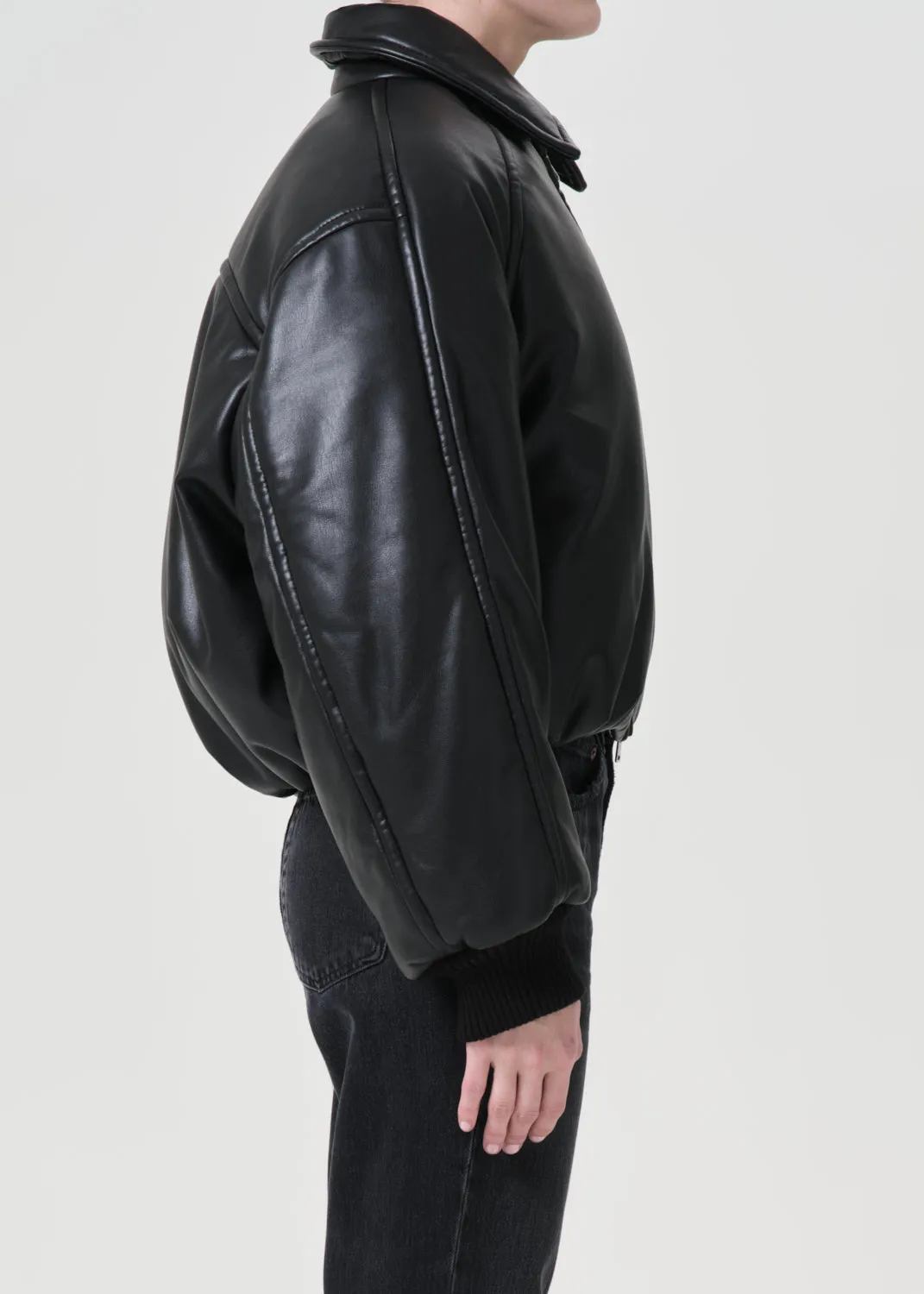 Shoreditch Ski Club x AGOLDE Tate Padded Vegan Leather Bomber in Black sold by Agolde product image thumbnail 3