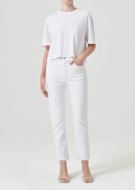 Riley High Rise Straight Crop (Stretch) in Sour Cream sold by Agolde