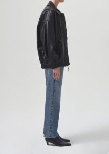 Shoreditch Ski Club x AGOLDE Ava Leather Bomber in Black sold by Agolde