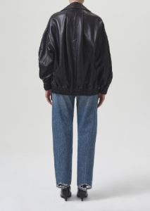 Shoreditch Ski Club x AGOLDE Ava Leather Bomber in Black sold by Agolde
