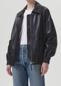 Shoreditch Ski Club x AGOLDE Ava Leather Bomber in Black sold by Agolde