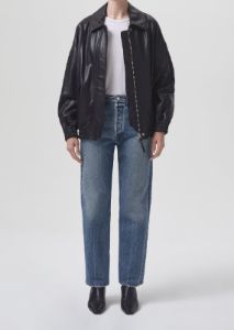 Shoreditch Ski Club x AGOLDE Ava Leather Bomber in Black sold by Agolde