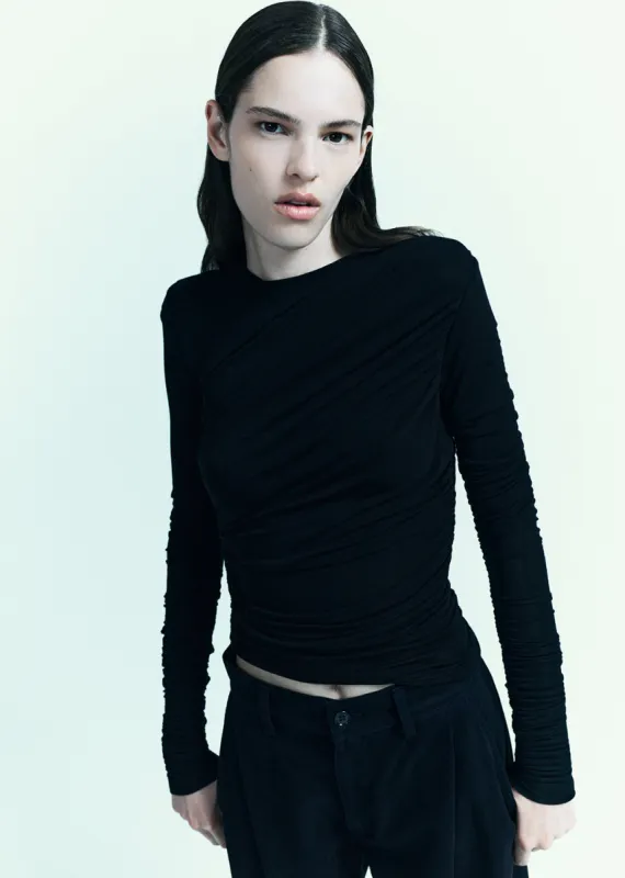 Tania Twist Tee in Black sold by Agolde