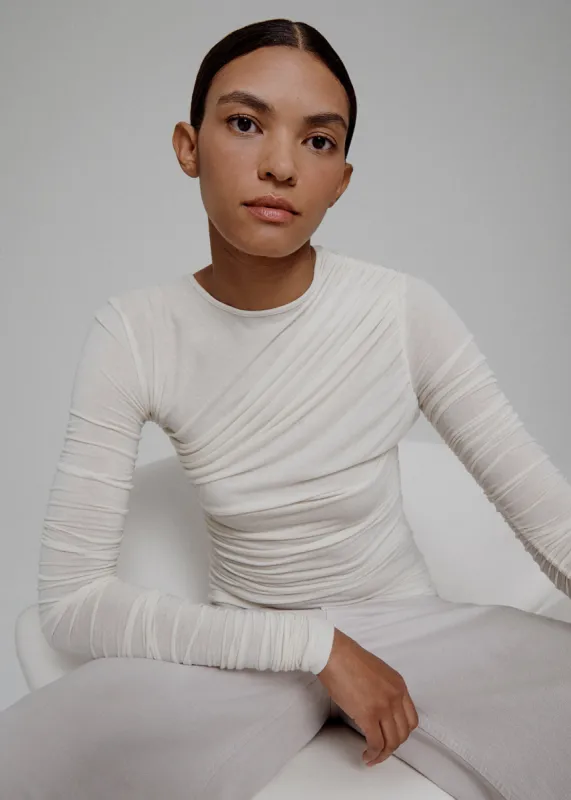 Tania Twist Tee in Oat Milk sold by Agolde