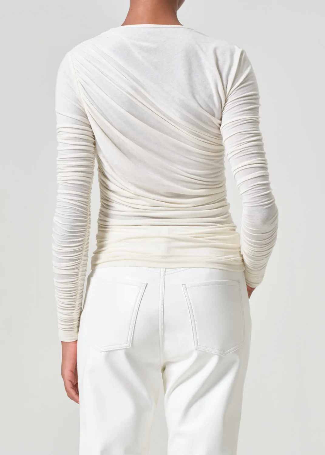 Tania Twist Tee in Oat Milk sold by Agolde product image thumbnail 4
