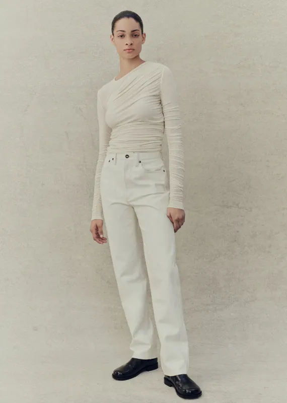 Recycled Leather 90's Pinch Waist Long in Lace made by Agolde