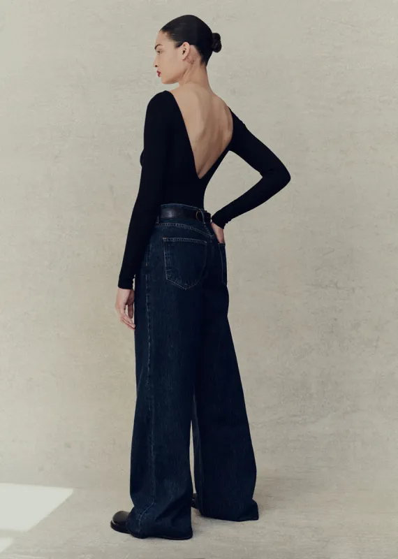 Bridget V Back Bodysuit in Black sold by Agolde