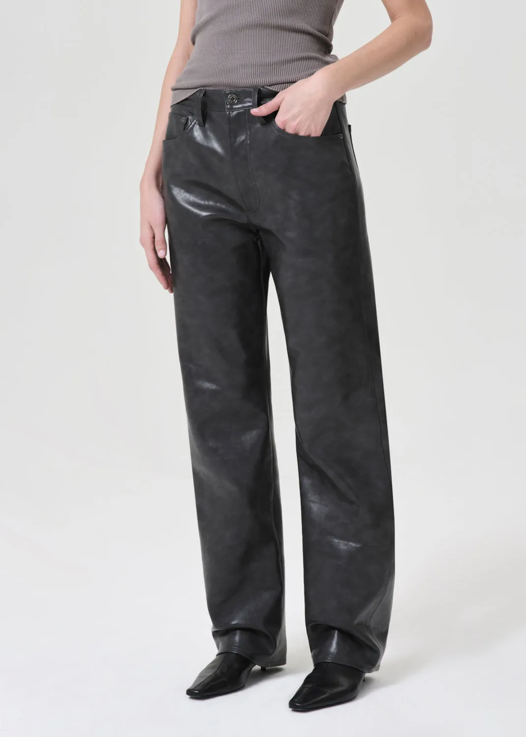 Recycled Leather Kelly Jean in Smoke sold by Agolde product image thumbnail 4