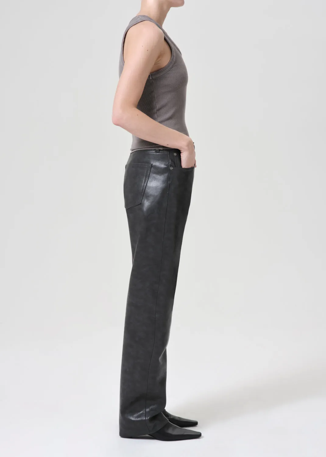 Recycled Leather Kelly Jean in Smoke sold by Agolde product image thumbnail 3