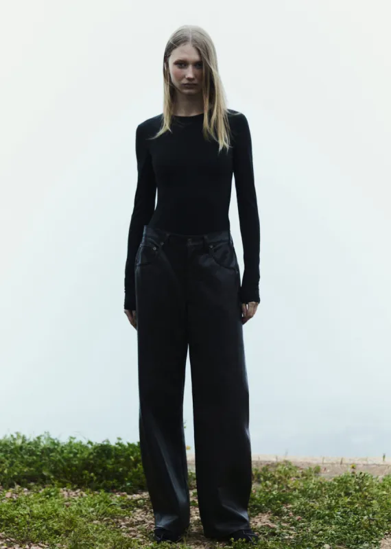 Recycled Leather Low Curve in Smoke sold by Agolde