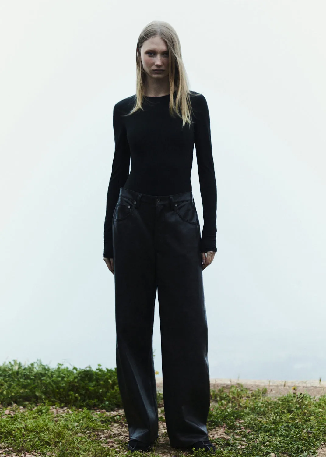 Recycled Leather Low Curve in Smoke sold by Agolde