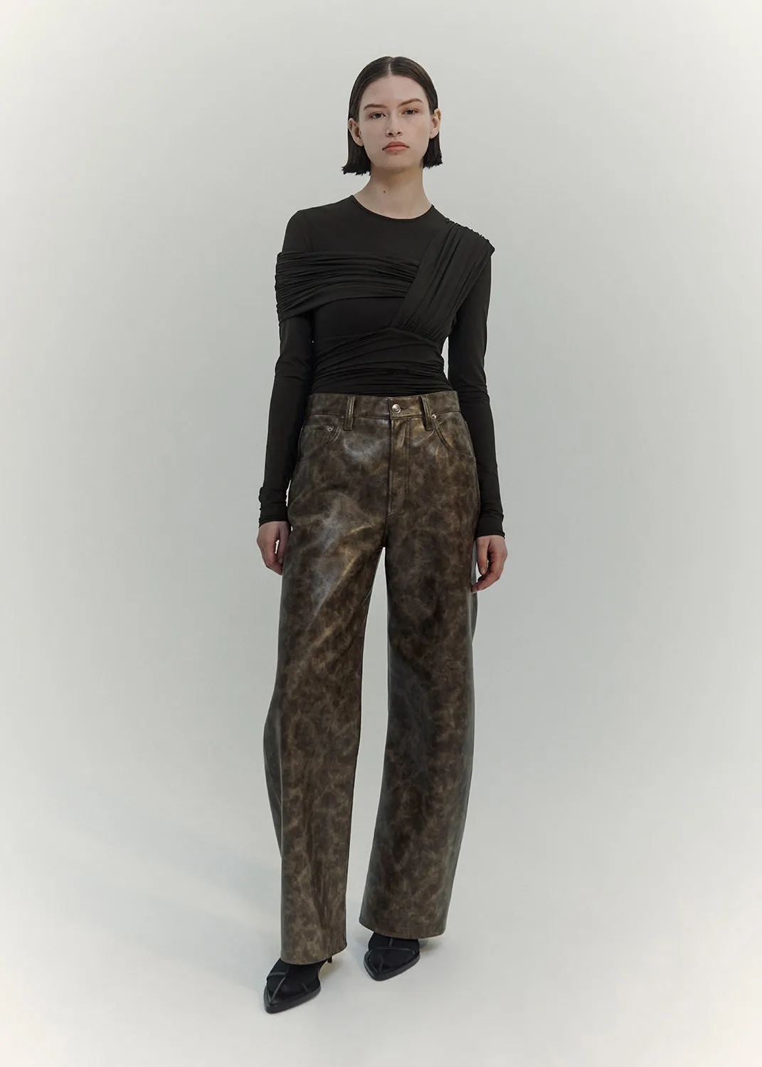 Recycled Leather Low Curve in Moss sold by Agolde