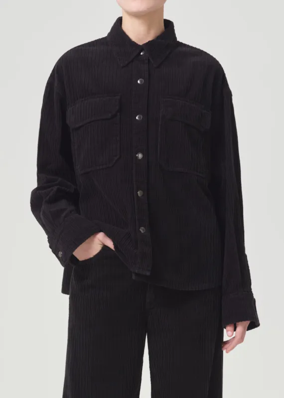 Gwen Slice Shirt (Corduroy) in Bat Wing sold by Agolde
