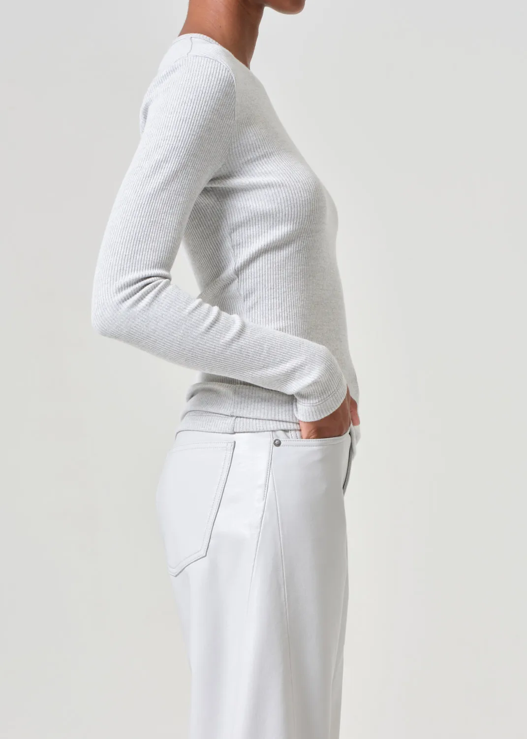 Delphi Slim Tee in Brushed Grey Heather sold by Agolde product image thumbnail 4