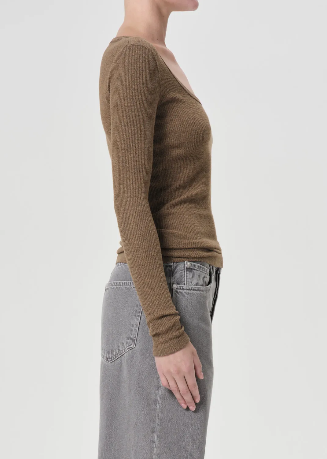 Corey Scoop Neck Tee in Brew sold by Agolde product image thumbnail 3
