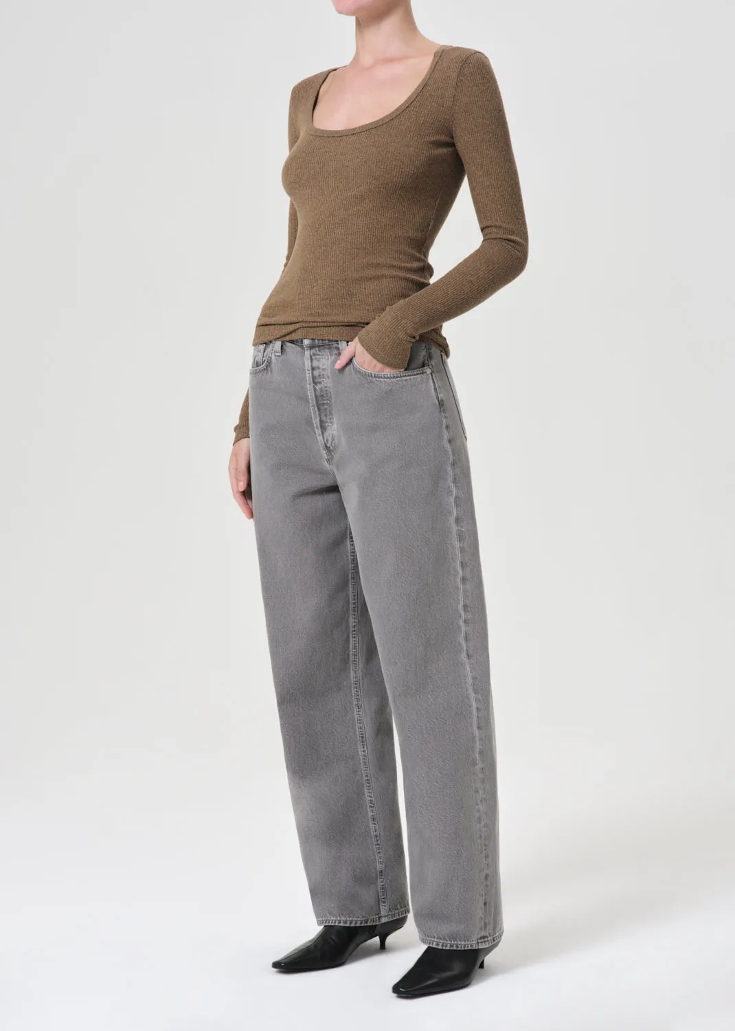 Corey Scoop Neck Tee in Brew sold by Agolde product image thumbnail 5