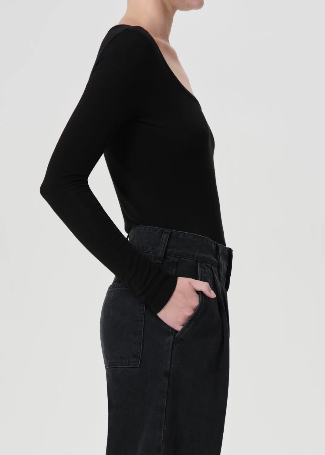 Corey Scoop Neck Tee in Black sold by Agolde product image thumbnail 3